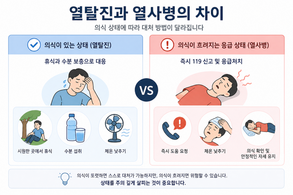더위 먹었을 때 나타나는 주요 증상: 어지럼, 두통, 메스꺼움, 심한 피로, 땀 과다
