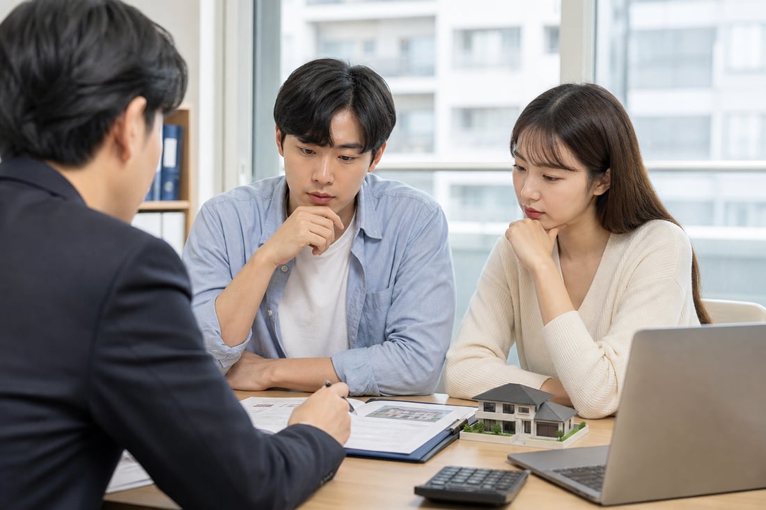생애최초 주택 취득세 감면 조건을 상담하는 모습