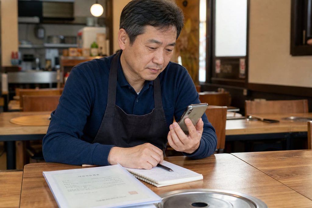 소상공인 지원금 상담원 연결을 기다리는 식당 사장님