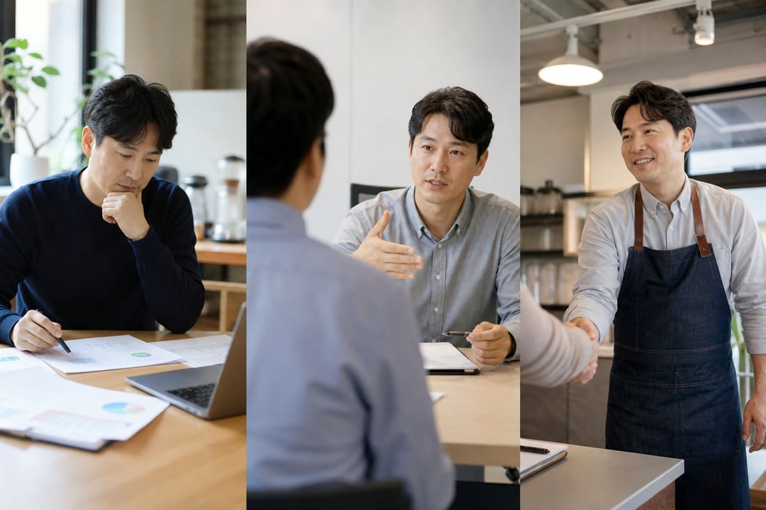 재기사업화 지원 흐름을 사업계획, 심사, 지원 단계로 나눠 보여주는 안내 이미지